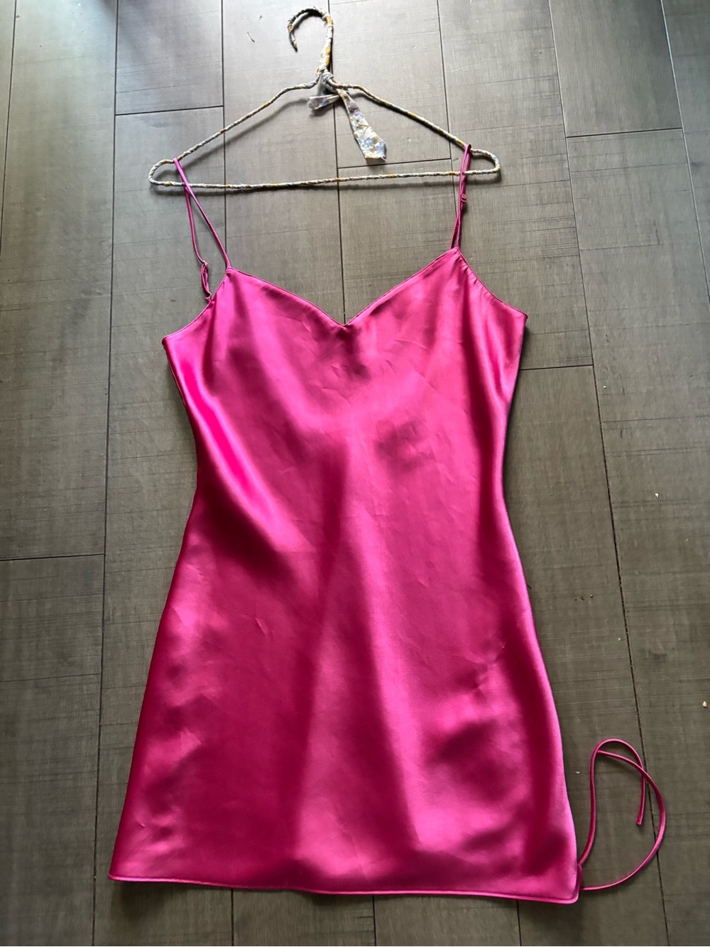 Vintage Y2K La Senza Fuchsia Satin Slip Dress with  Adjustable Straps